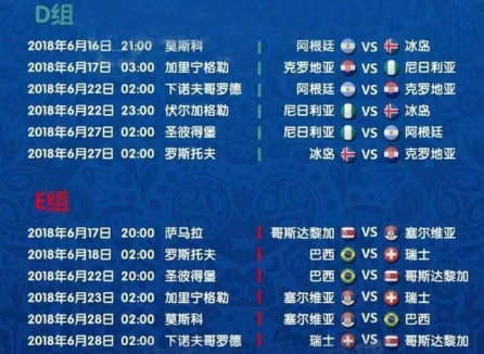 2018年世界杯赛程表时间(北京时)回顾与展望2022年世界杯比赛北京时间